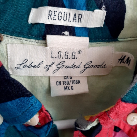 H&M L.O.G.G.(Label of Graded Goods) Buttoned Down Long Sleeved Shirt, Sz L - Picture 2 of 8